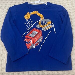 Vibrant Blue Long Sleeve Tee with Construction Graphic